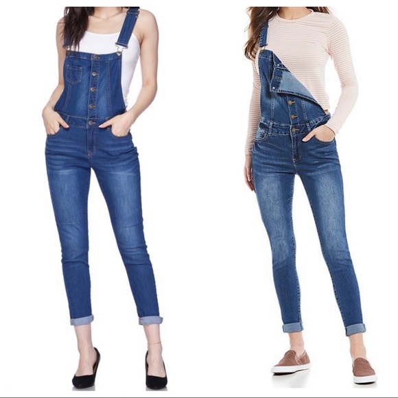 ✨LAST ONE✨BUTTON DOWN SKINNY DENIM OVERALLS - Picture 2 of 8